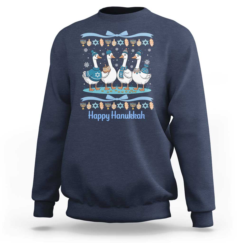 Happy Hanukkah Sweatshirt Funny Silly Goose Chanukah - Wonder Print Shop