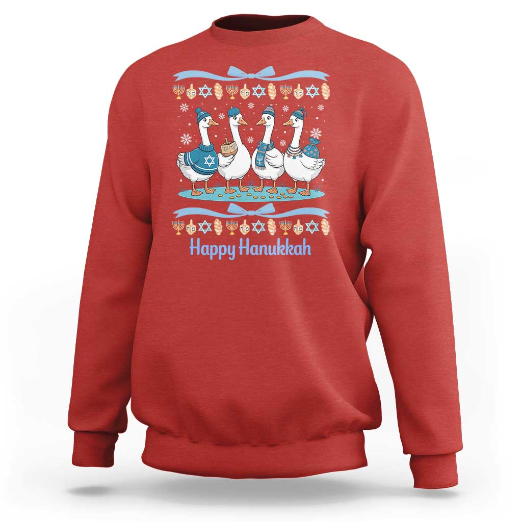 Happy Hanukkah Sweatshirt Funny Silly Goose Chanukah - Wonder Print Shop