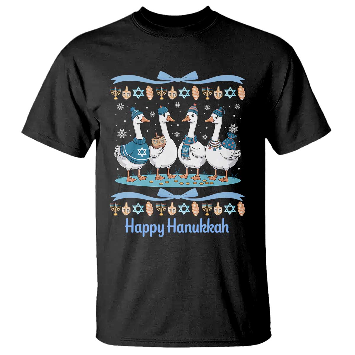 Happy Hanukkah T Shirt Funny Silly Goose Chanukah - Wonder Print Shop