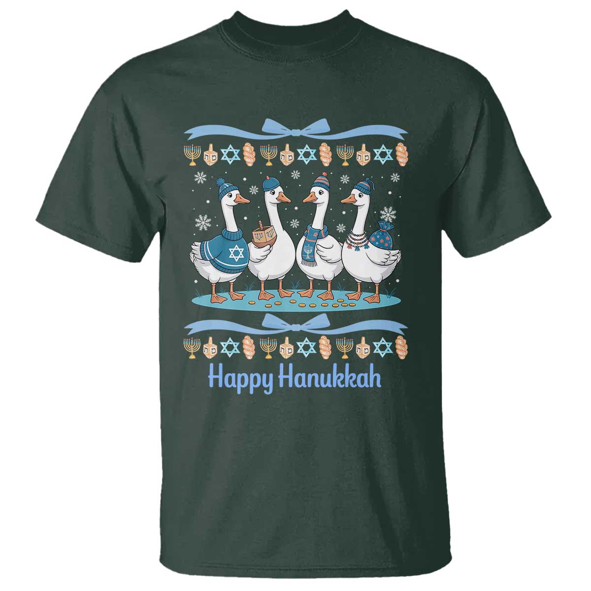 Happy Hanukkah T Shirt Funny Silly Goose Chanukah - Wonder Print Shop