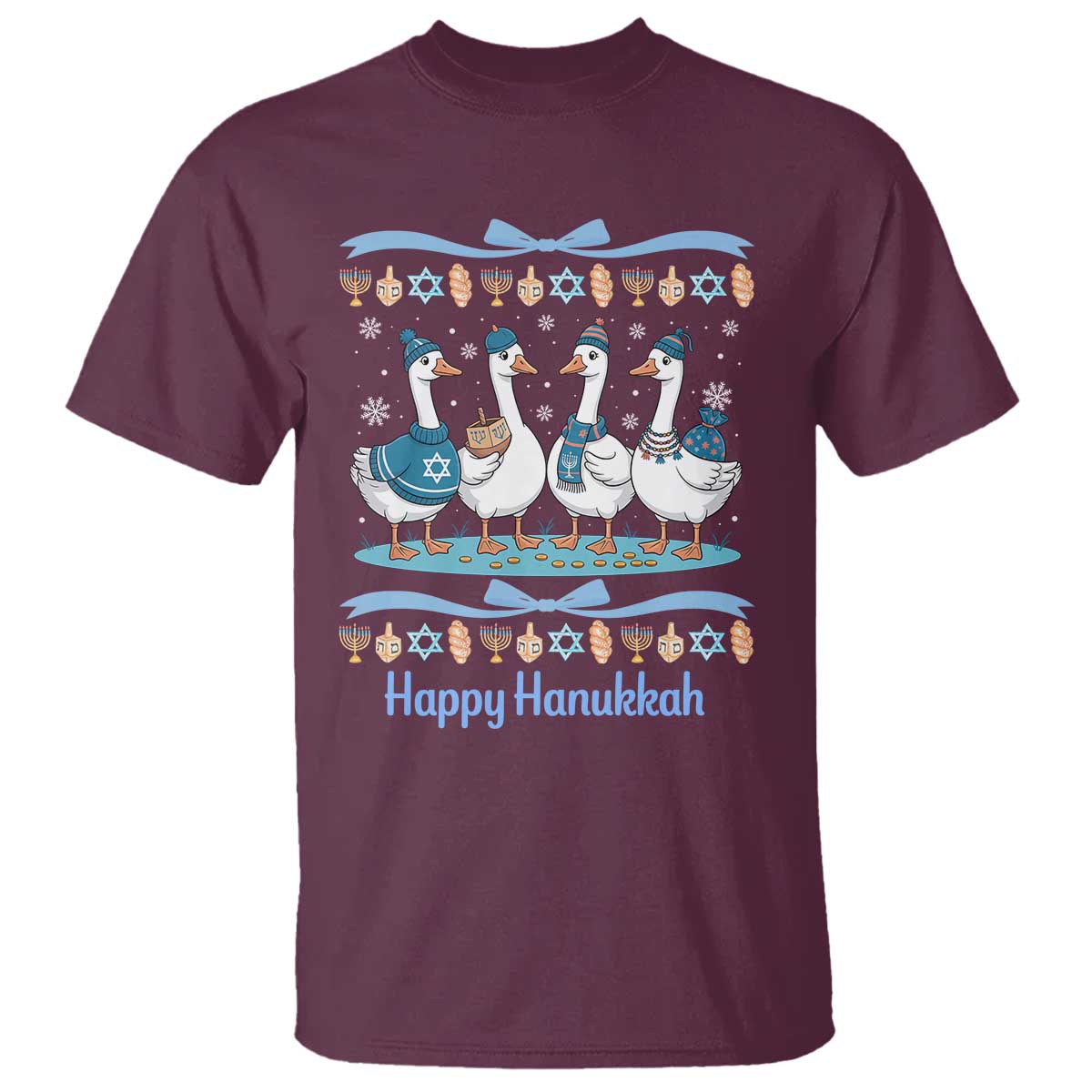 Happy Hanukkah T Shirt Funny Silly Goose Chanukah - Wonder Print Shop