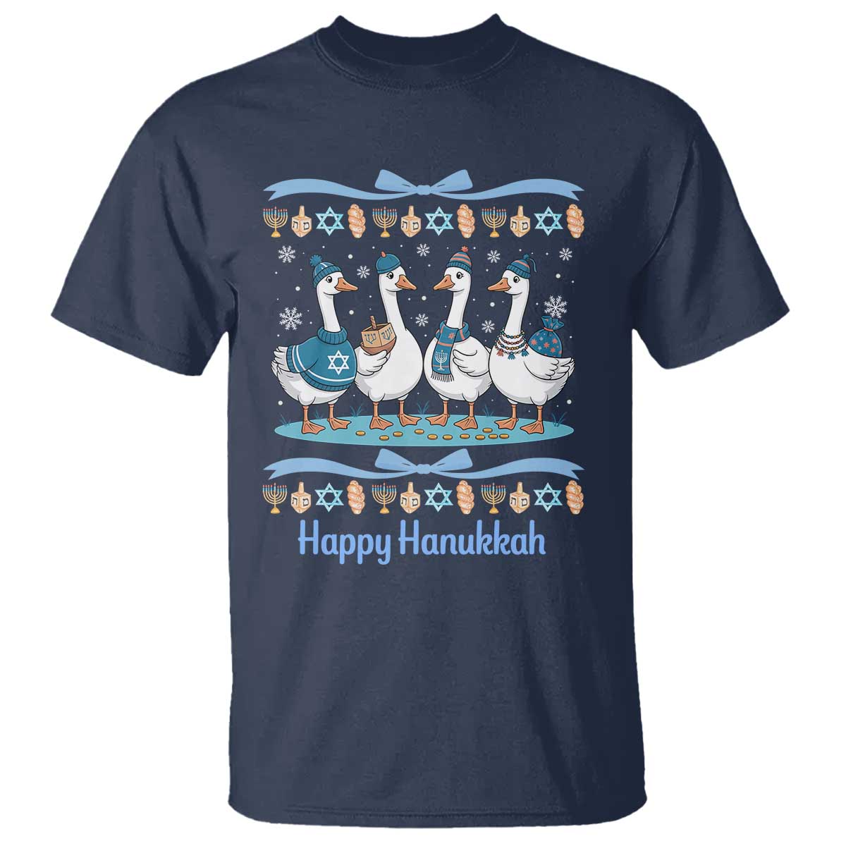 Happy Hanukkah T Shirt Funny Silly Goose Chanukah - Wonder Print Shop