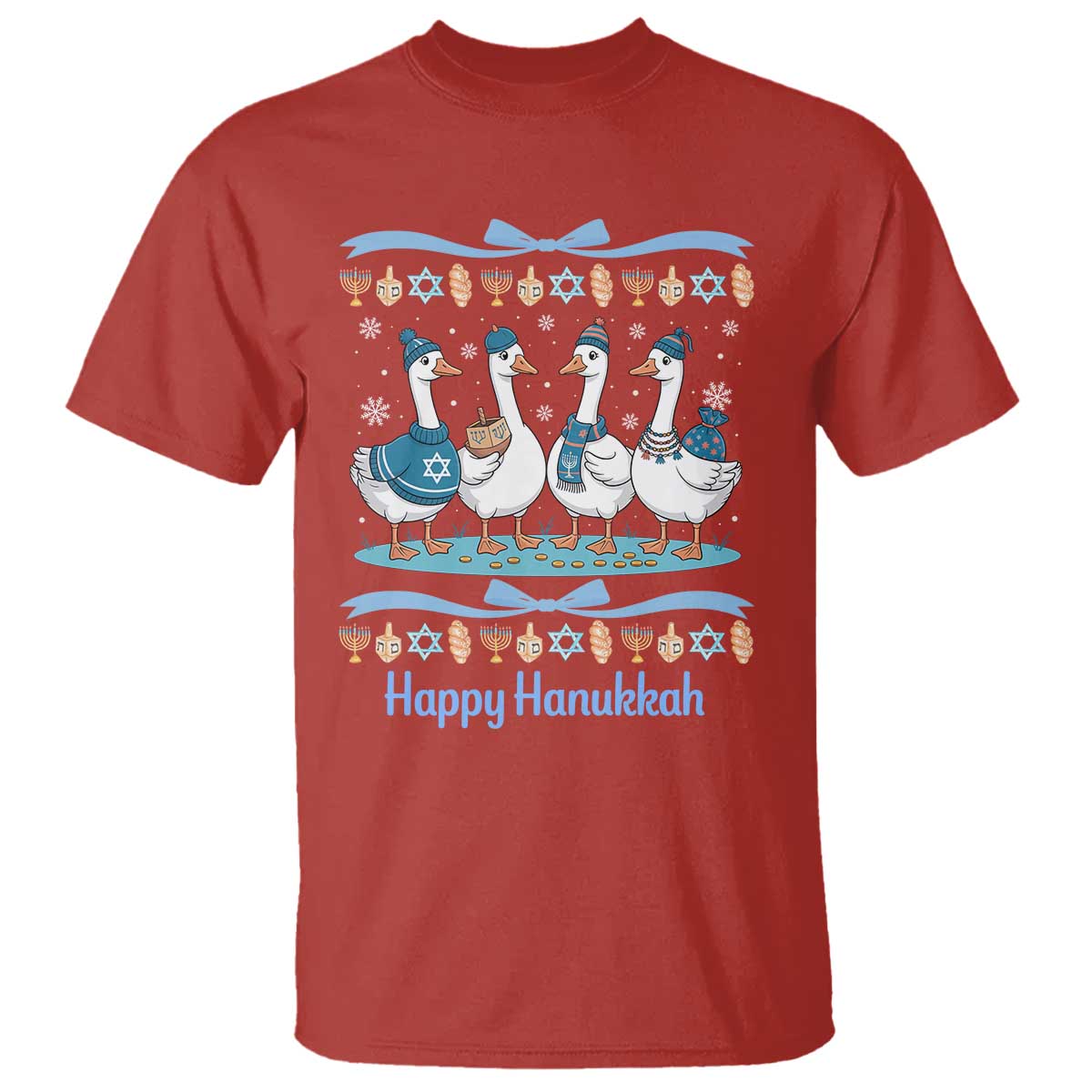 Happy Hanukkah T Shirt Funny Silly Goose Chanukah - Wonder Print Shop
