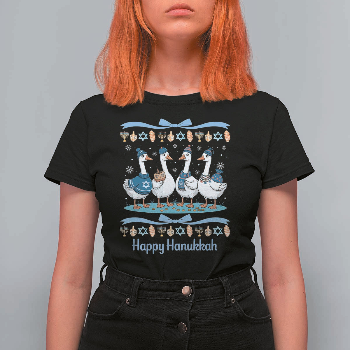Happy Hanukkah T Shirt For Women Funny Silly Goose Chanukah - Wonder Print Shop