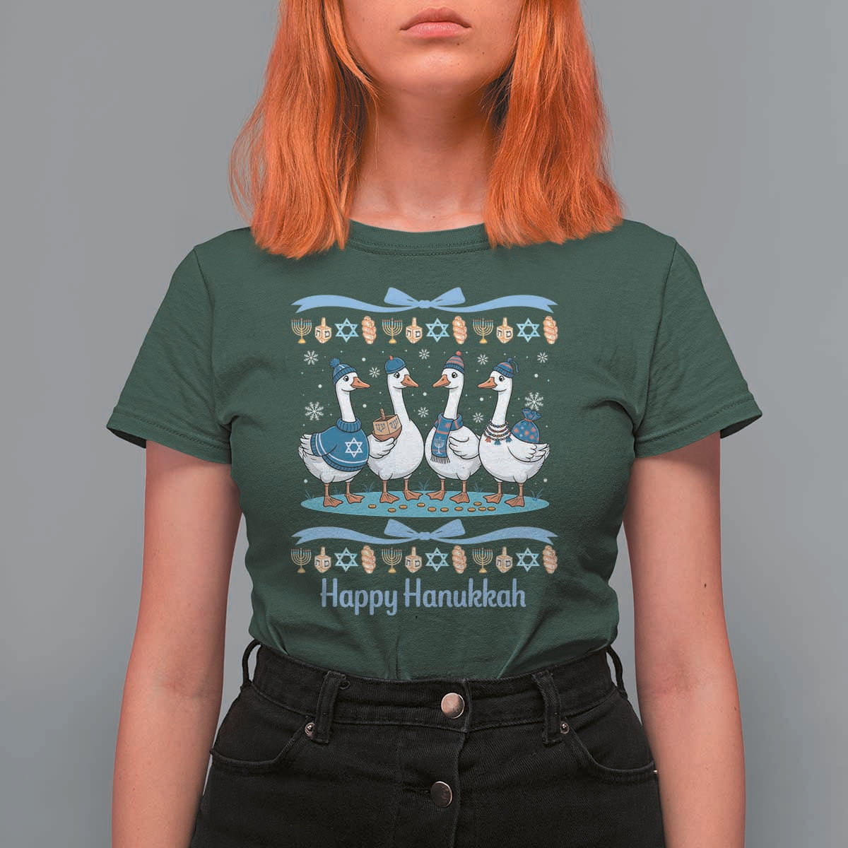 Happy Hanukkah T Shirt For Women Funny Silly Goose Chanukah - Wonder Print Shop