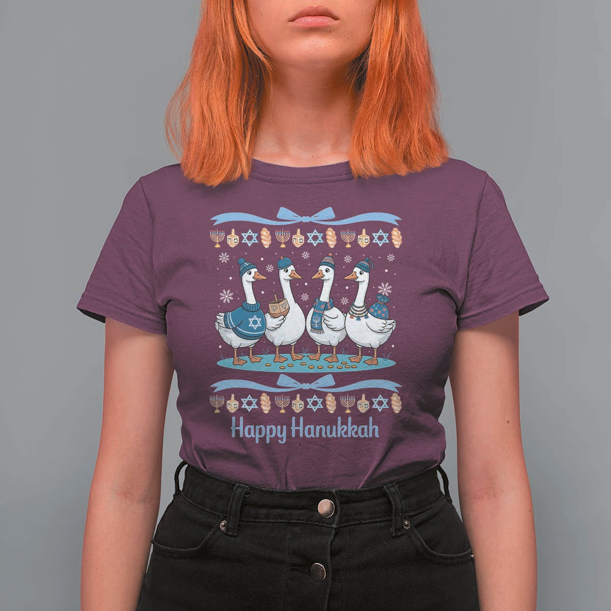 Happy Hanukkah T Shirt For Women Funny Silly Goose Chanukah - Wonder Print Shop