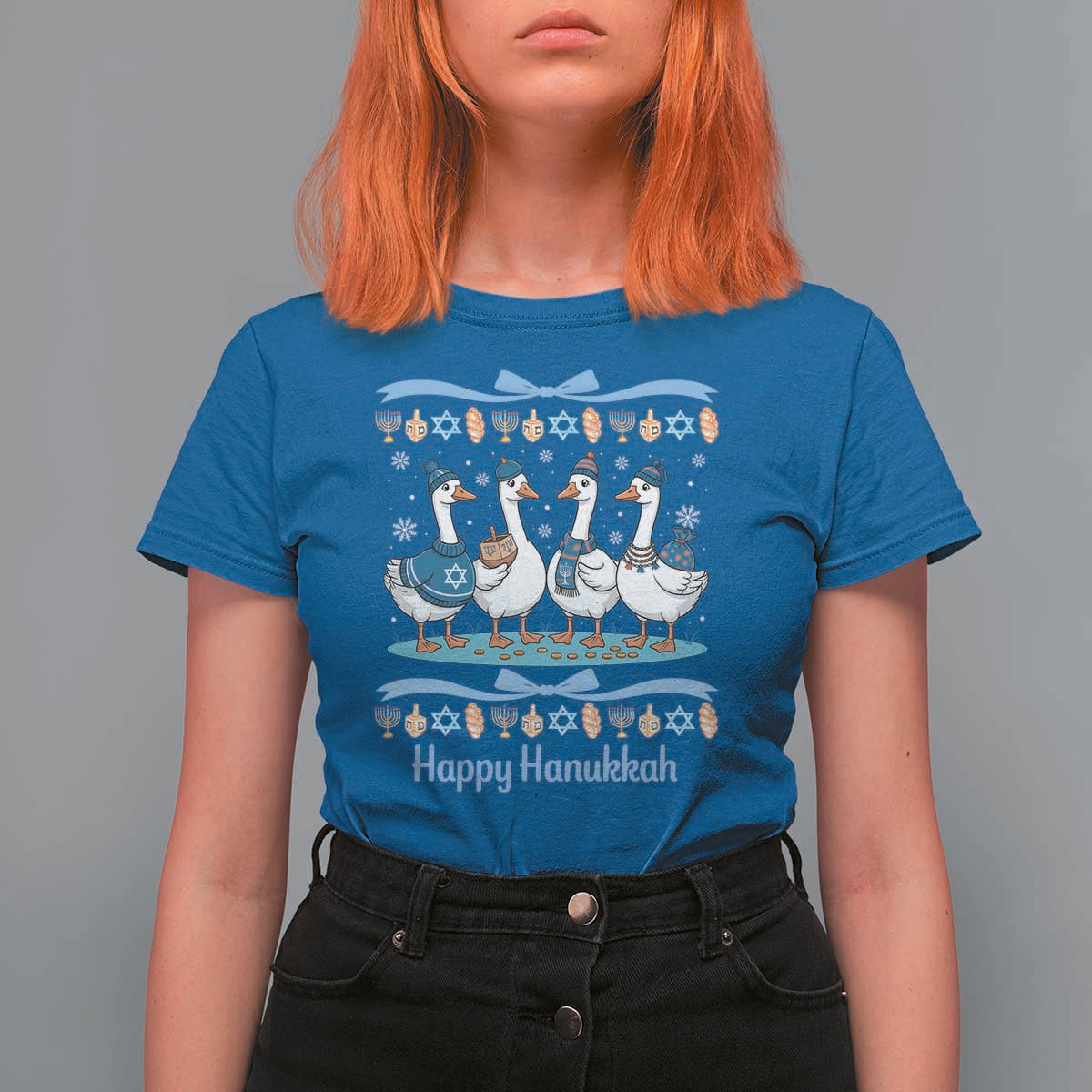 Happy Hanukkah T Shirt For Women Funny Silly Goose Chanukah - Wonder Print Shop