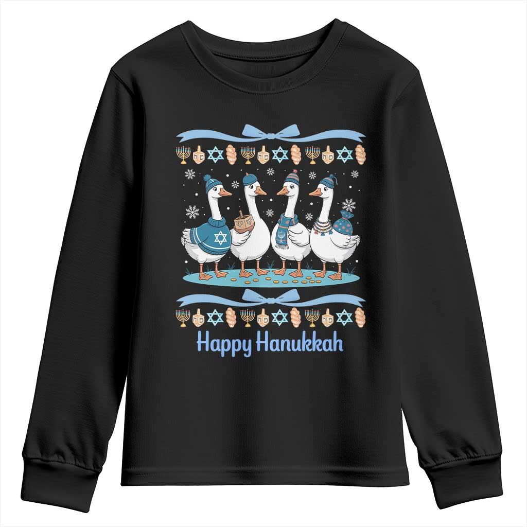 Happy Hanukkah Youth Sweatshirt Funny Silly Goose Chanukah - Wonder Print Shop