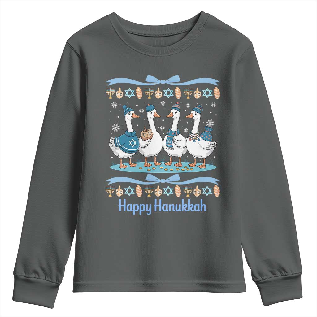 Happy Hanukkah Youth Sweatshirt Funny Silly Goose Chanukah - Wonder Print Shop