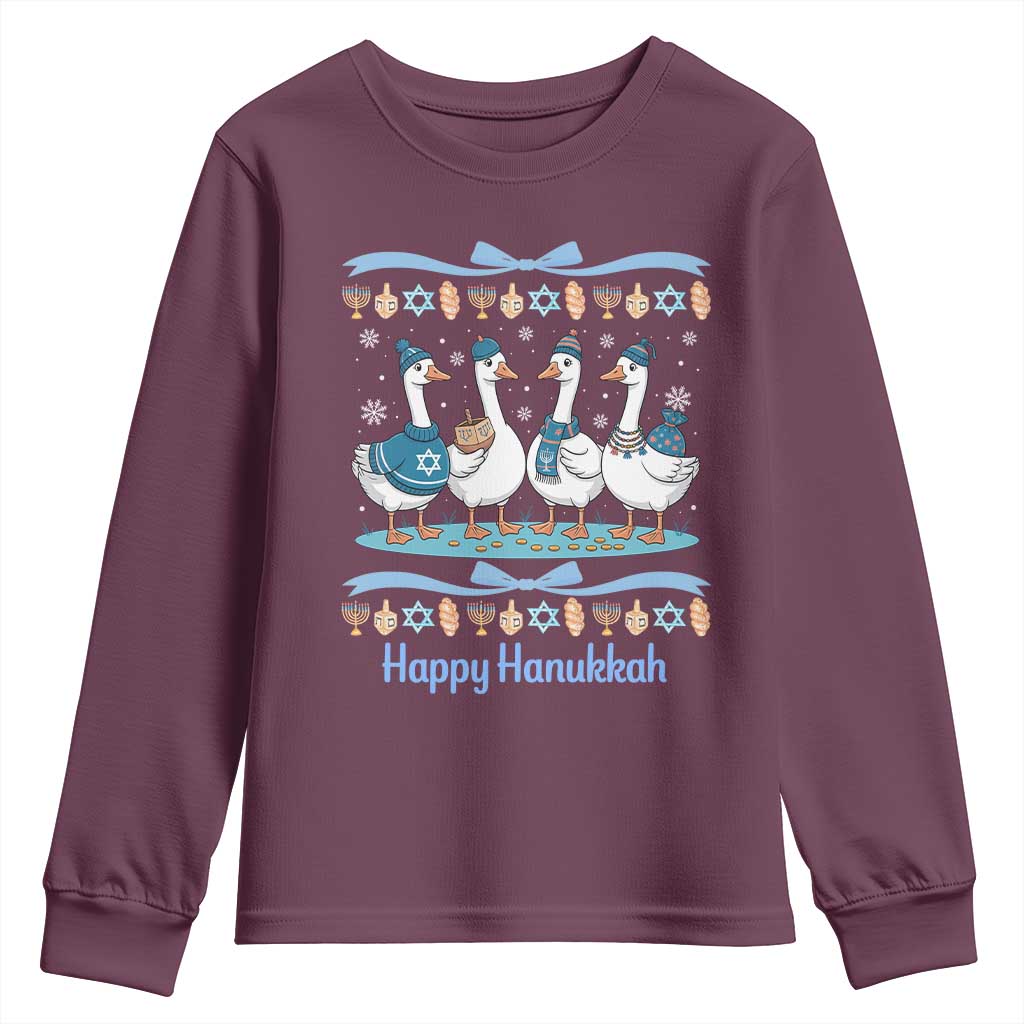 Happy Hanukkah Youth Sweatshirt Funny Silly Goose Chanukah - Wonder Print Shop