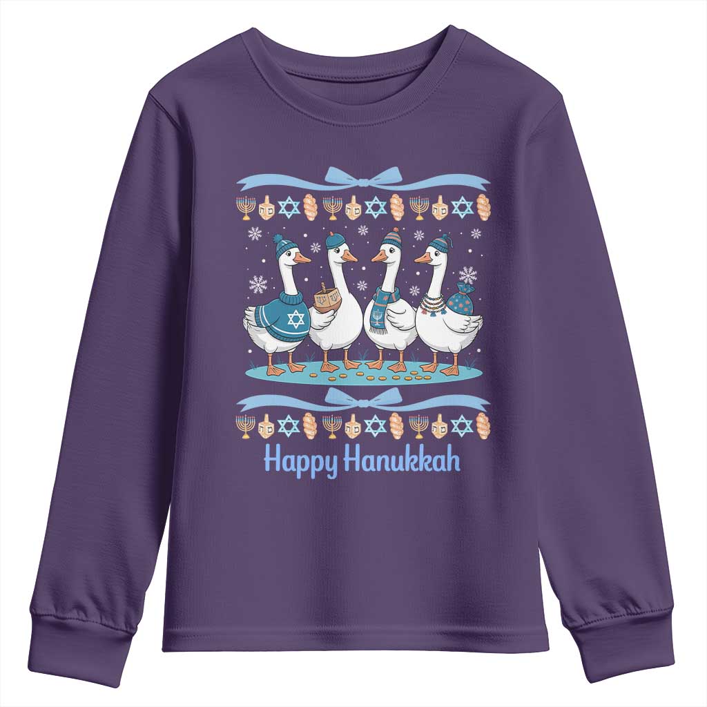 Happy Hanukkah Youth Sweatshirt Funny Silly Goose Chanukah - Wonder Print Shop