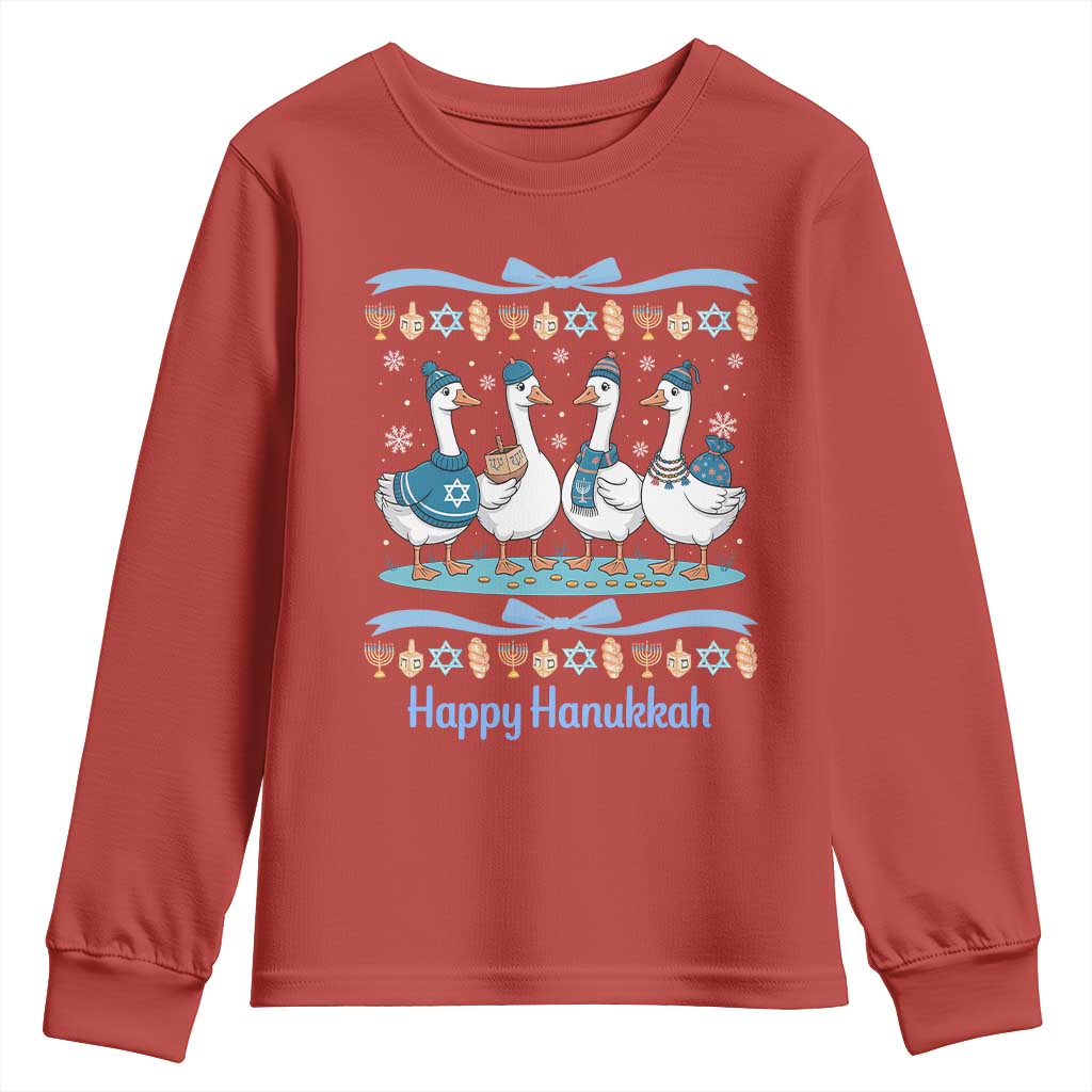 Happy Hanukkah Youth Sweatshirt Funny Silly Goose Chanukah - Wonder Print Shop