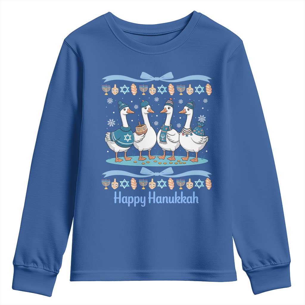 Happy Hanukkah Youth Sweatshirt Funny Silly Goose Chanukah - Wonder Print Shop