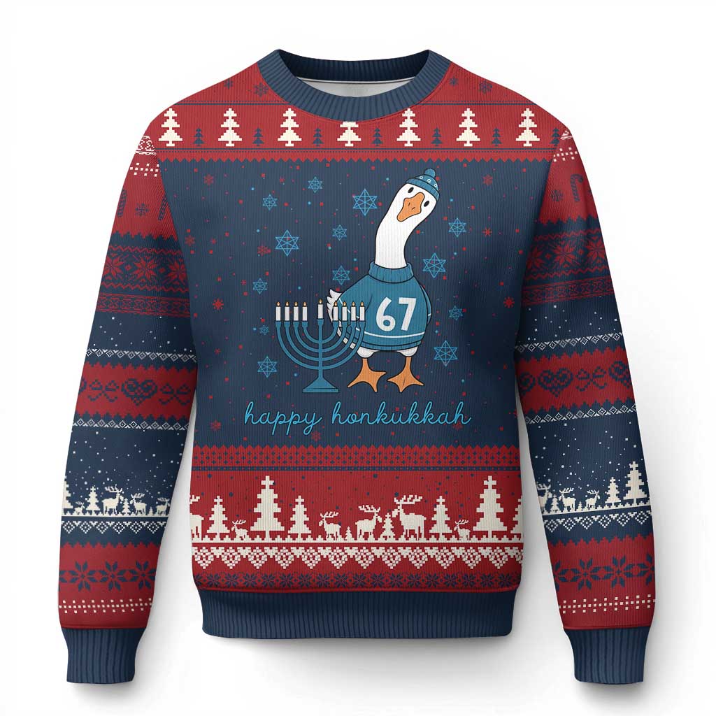 67 Six Seven Silly Goose Hanukkah Meme Ugly Christmas Sweater Happy Honkukkah - Wonder Print Shop