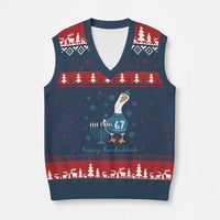 67 Six Seven Silly Goose Hanukkah Meme V-Neck Knit Sweater Vest Happy Honkukkah - Wonder Print Shop