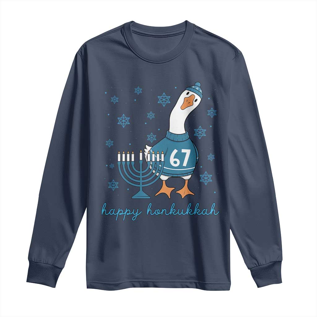 67 Six Seven Silly Goose Hanukkah Meme Long Sleeve Shirt Happy Honkukkah - Wonder Print Shop