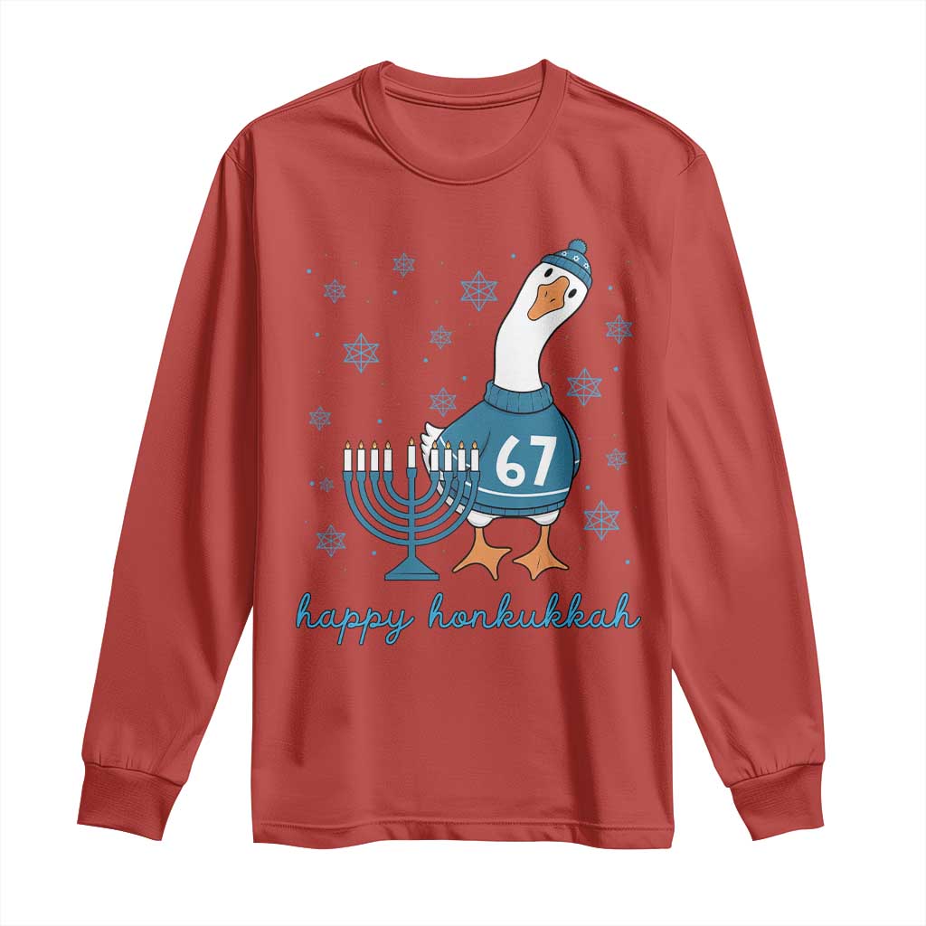 67 Six Seven Silly Goose Hanukkah Meme Long Sleeve Shirt Happy Honkukkah - Wonder Print Shop
