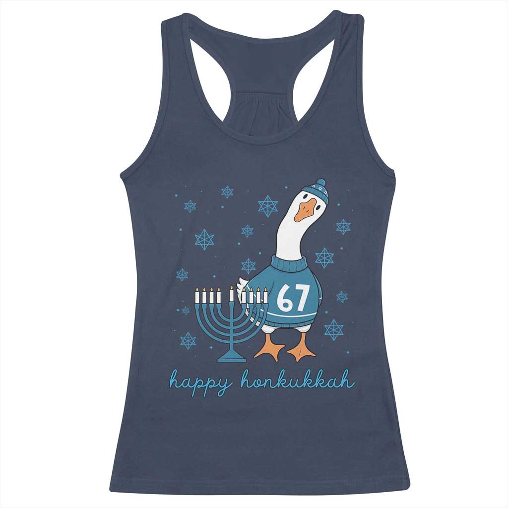 67 Six Seven Silly Goose Hanukkah Meme Racerback Tank Top Happy Honkukkah - Wonder Print Shop