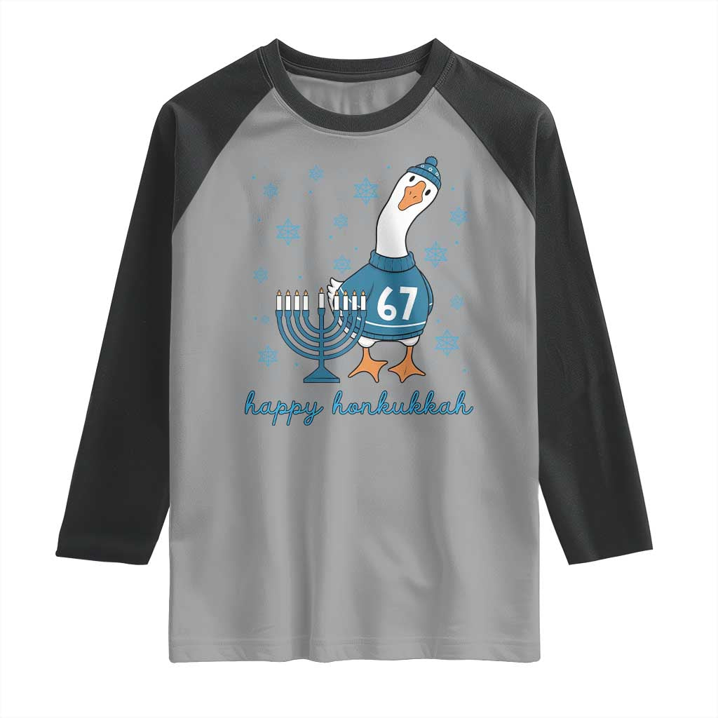 67 Six Seven Silly Goose Hanukkah Meme Raglan Shirt Happy Honkukkah - Wonder Print Shop