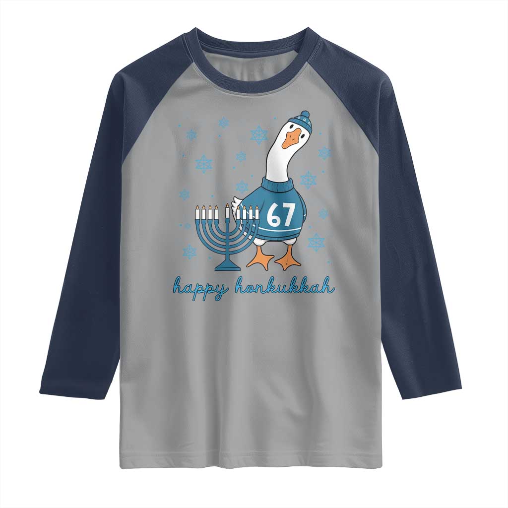 67 Six Seven Silly Goose Hanukkah Meme Raglan Shirt Happy Honkukkah - Wonder Print Shop