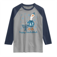 67 Six Seven Silly Goose Hanukkah Meme Raglan Shirt Happy Honkukkah - Wonder Print Shop