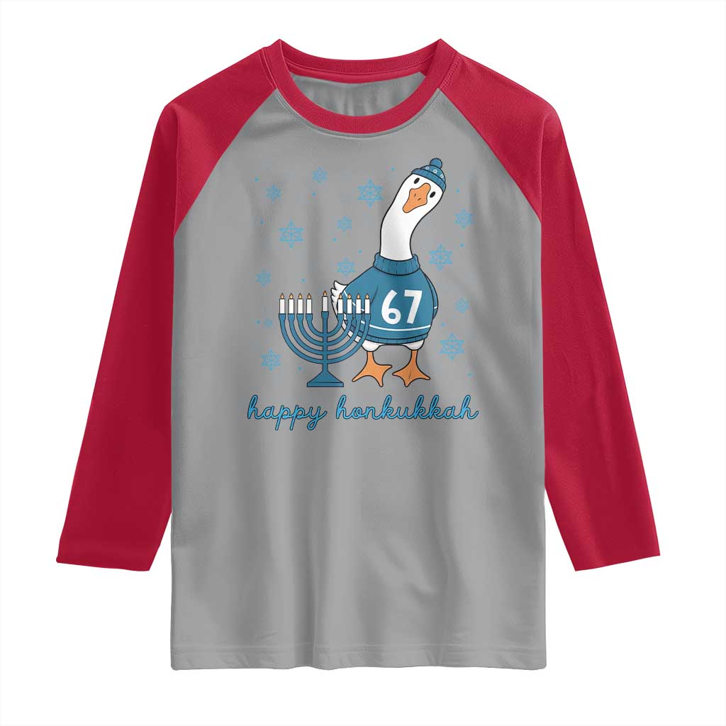 67 Six Seven Silly Goose Hanukkah Meme Raglan Shirt Happy Honkukkah - Wonder Print Shop