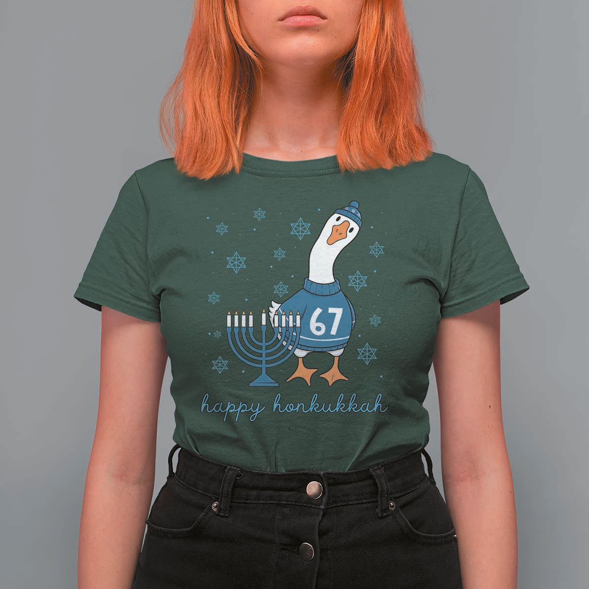 67 Six Seven Silly Goose Hanukkah Meme T Shirt For Women Happy Honkukkah - Wonder Print Shop