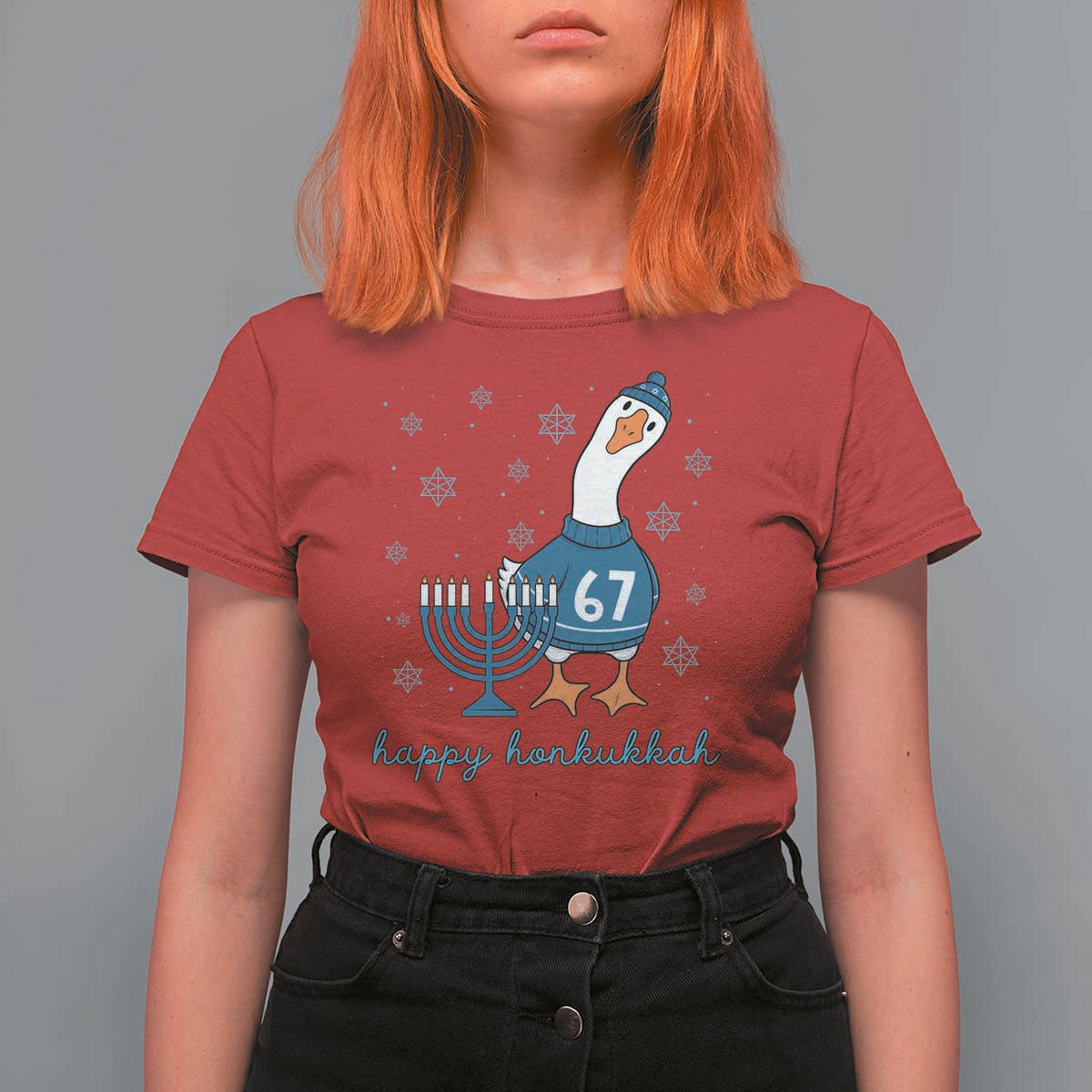 67 Six Seven Silly Goose Hanukkah Meme T Shirt For Women Happy Honkukkah - Wonder Print Shop
