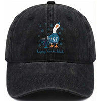 67 Six Seven Silly Goose Hanukkah Meme Washed Cotton Baseball Cap Happy Honkukkah