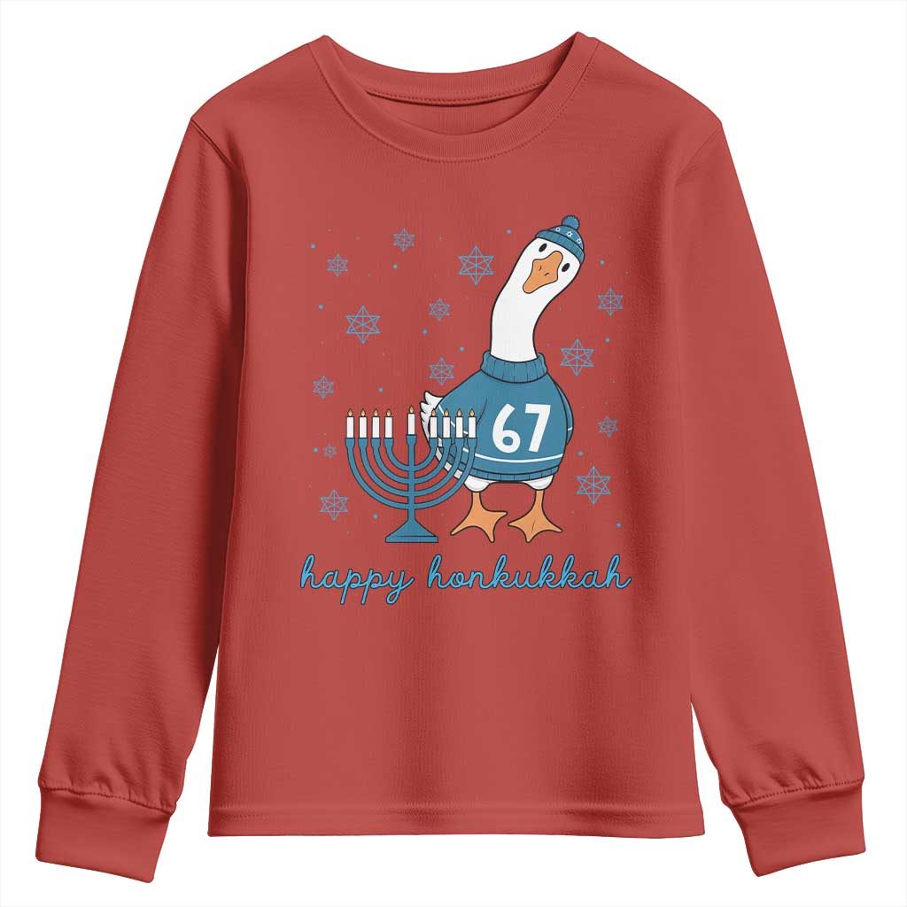 67 Six Seven Silly Goose Hanukkah Meme Youth Sweatshirt Happy Honkukkah - Wonder Print Shop