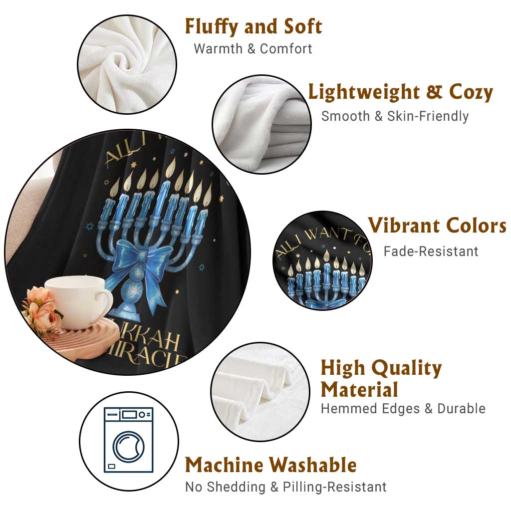 Funny Hanukkah Throw Blanket All I Want For Chanukkah Is A Miracle - Wonder Print Shop
