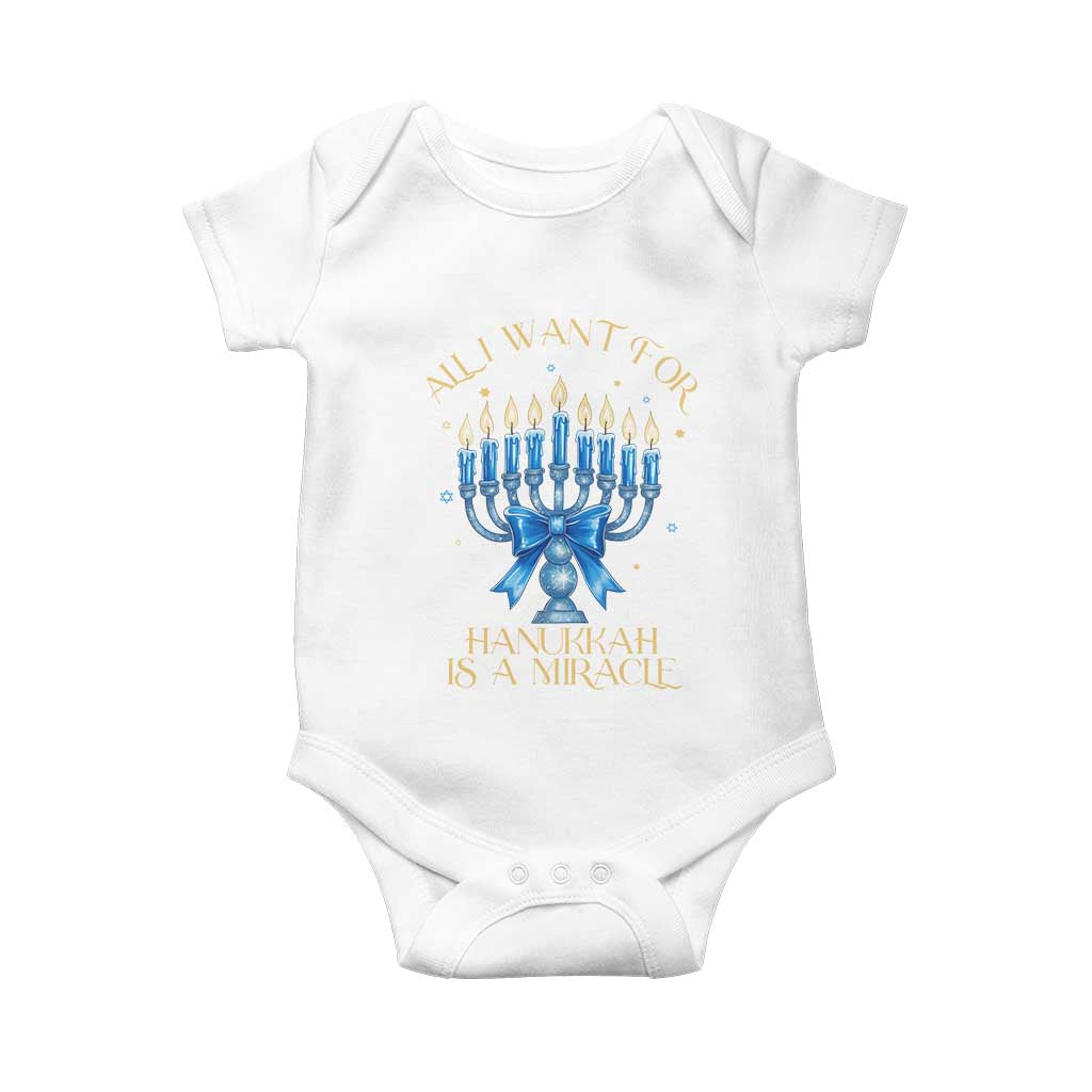 Funny Hanukkah Baby Onesie All I Want For Chanukkah Is A Miracle - undefined