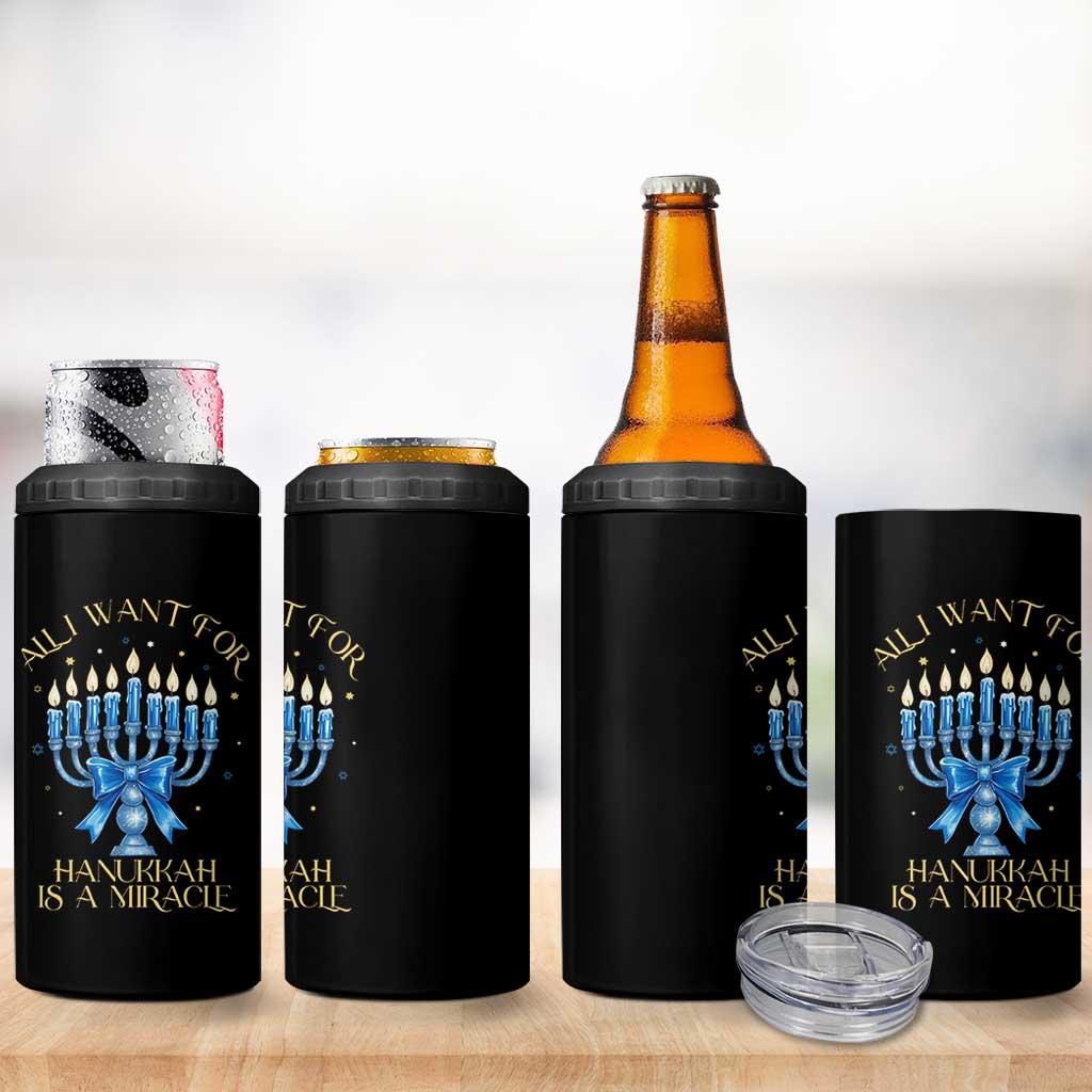 Funny Hanukkah 4 in 1 Can Cooler Tumbler All I Want For Chanukkah Is A Miracle - Wonder Print Shop