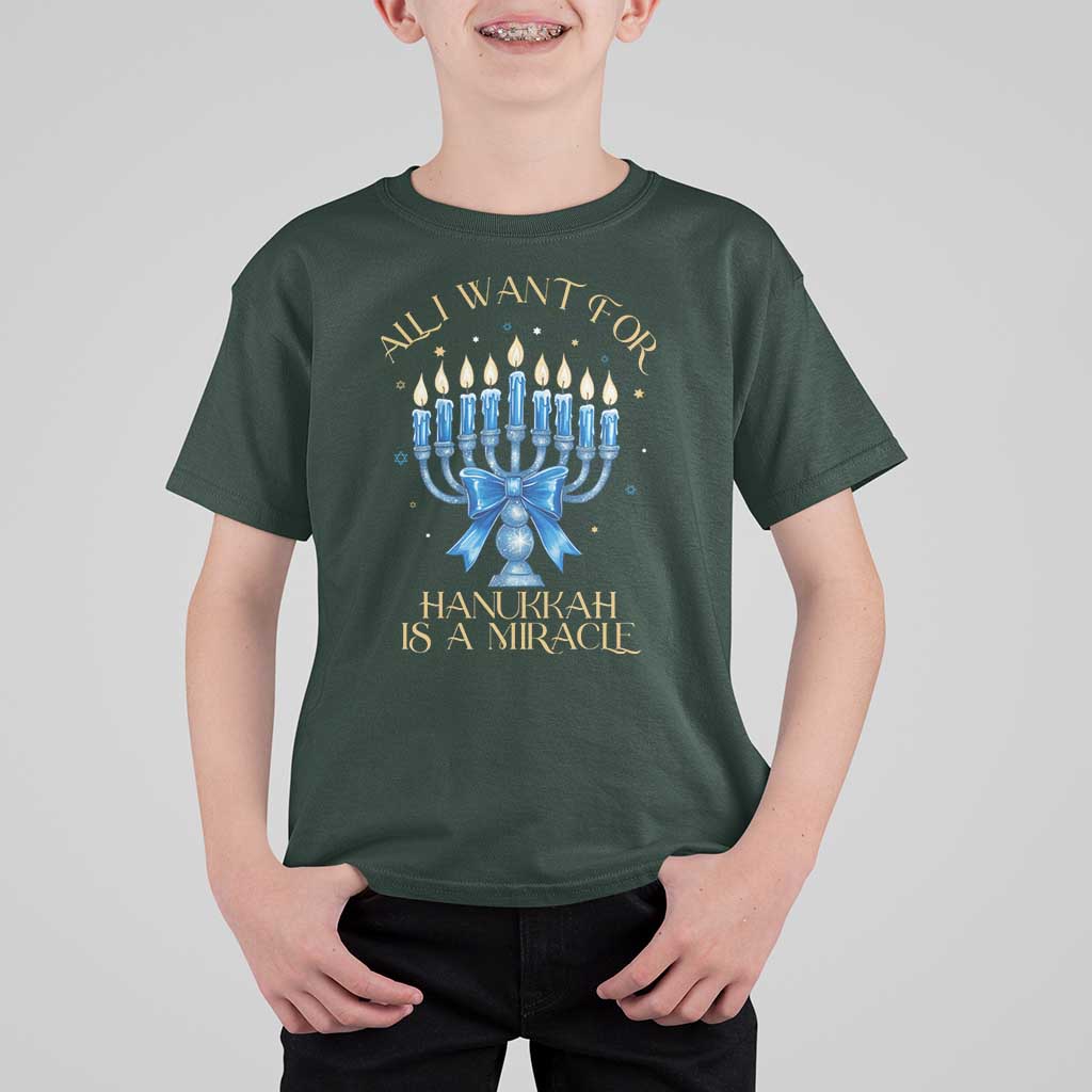 Funny Hanukkah T Shirt For Kid All I Want For Chanukkah Is A Miracle - Wonder Print Shop