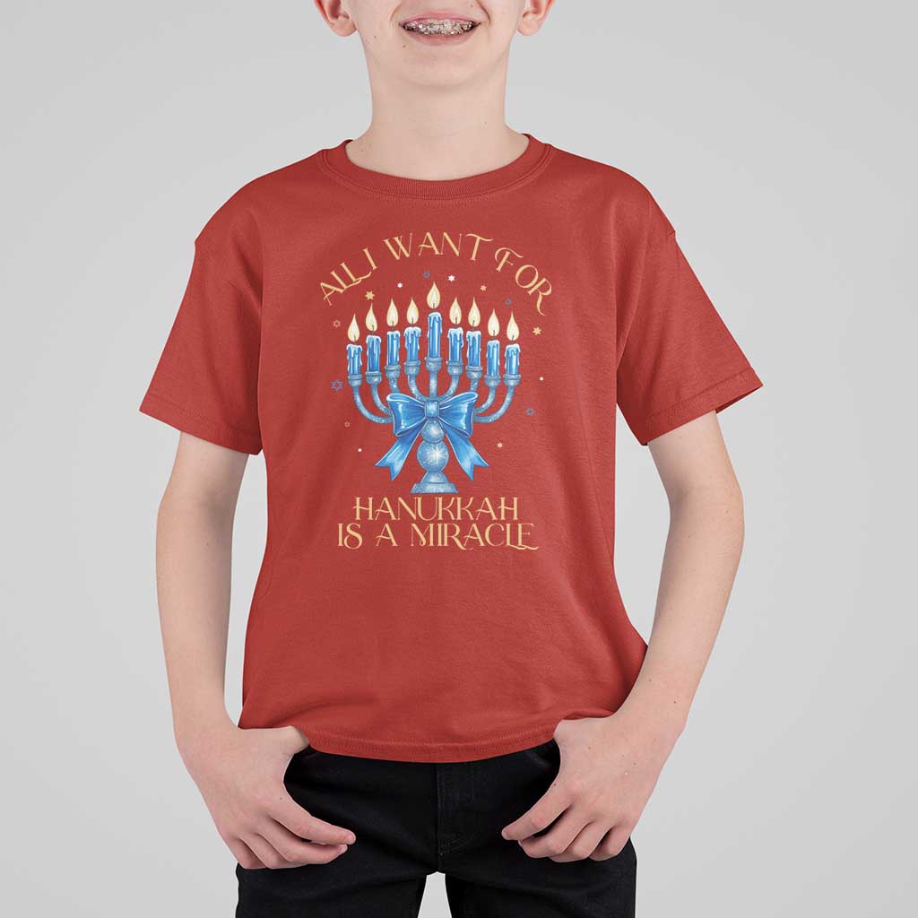 Funny Hanukkah T Shirt For Kid All I Want For Chanukkah Is A Miracle - Wonder Print Shop