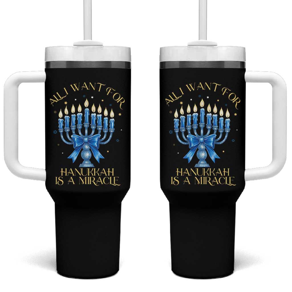 Funny Hanukkah Tumbler With Handle All I Want For Chanukkah Is A Miracle - Wonder Print Shop