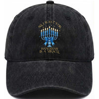 Funny Hanukkah Washed Cotton Baseball Cap All I Want For Chanukkah Is A Miracle