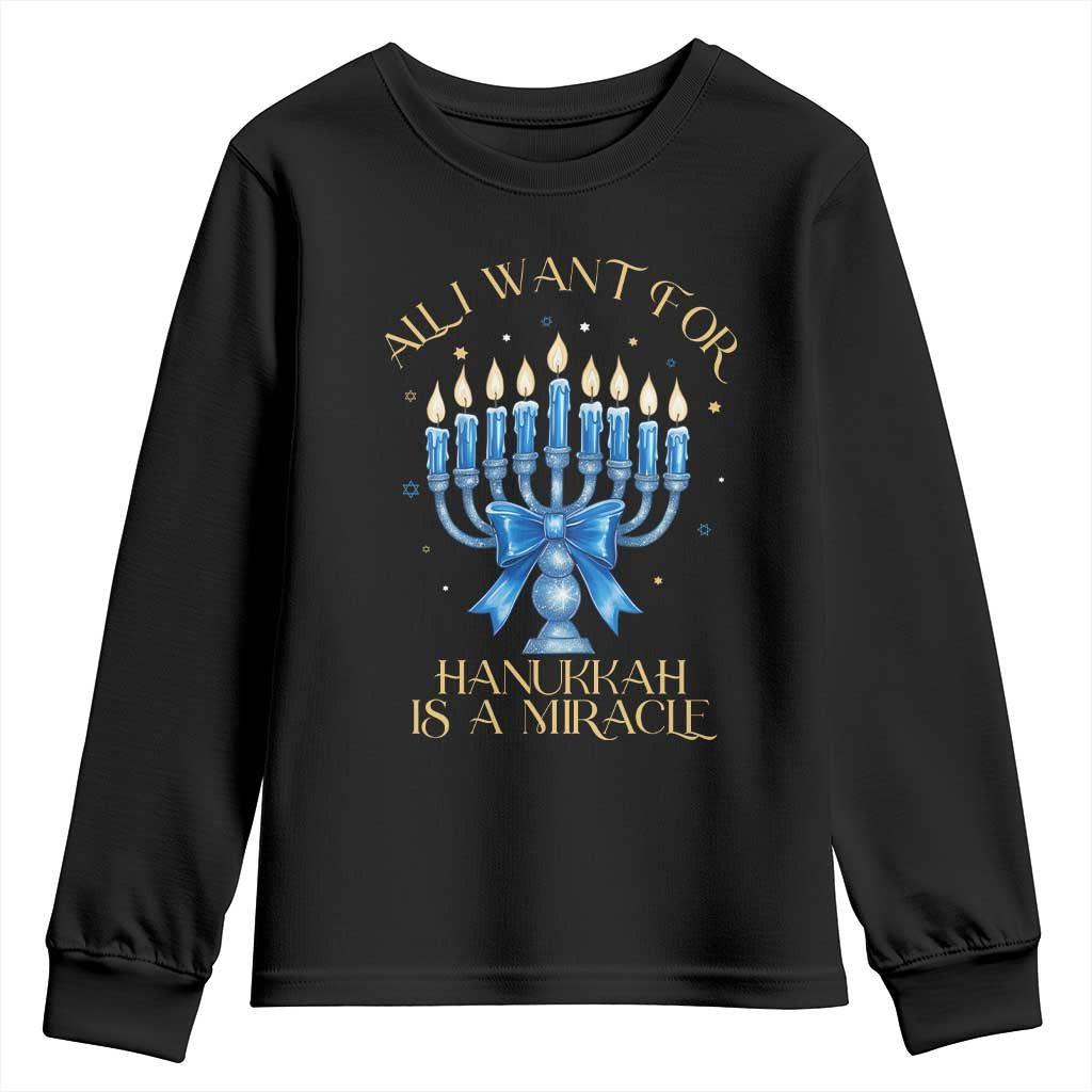 Funny Hanukkah Youth Sweatshirt All I Want For Chanukkah Is A Miracle - Wonder Print Shop