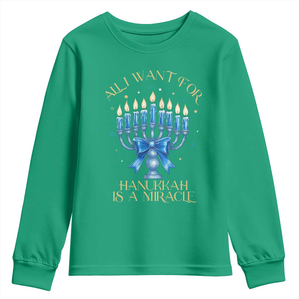 Funny Hanukkah Youth Sweatshirt All I Want For Chanukkah Is A Miracle - Wonder Print Shop