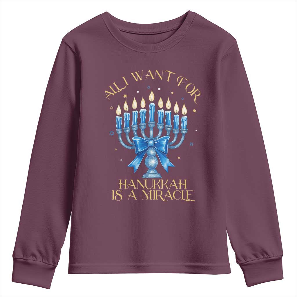 Funny Hanukkah Youth Sweatshirt All I Want For Chanukkah Is A Miracle - Wonder Print Shop
