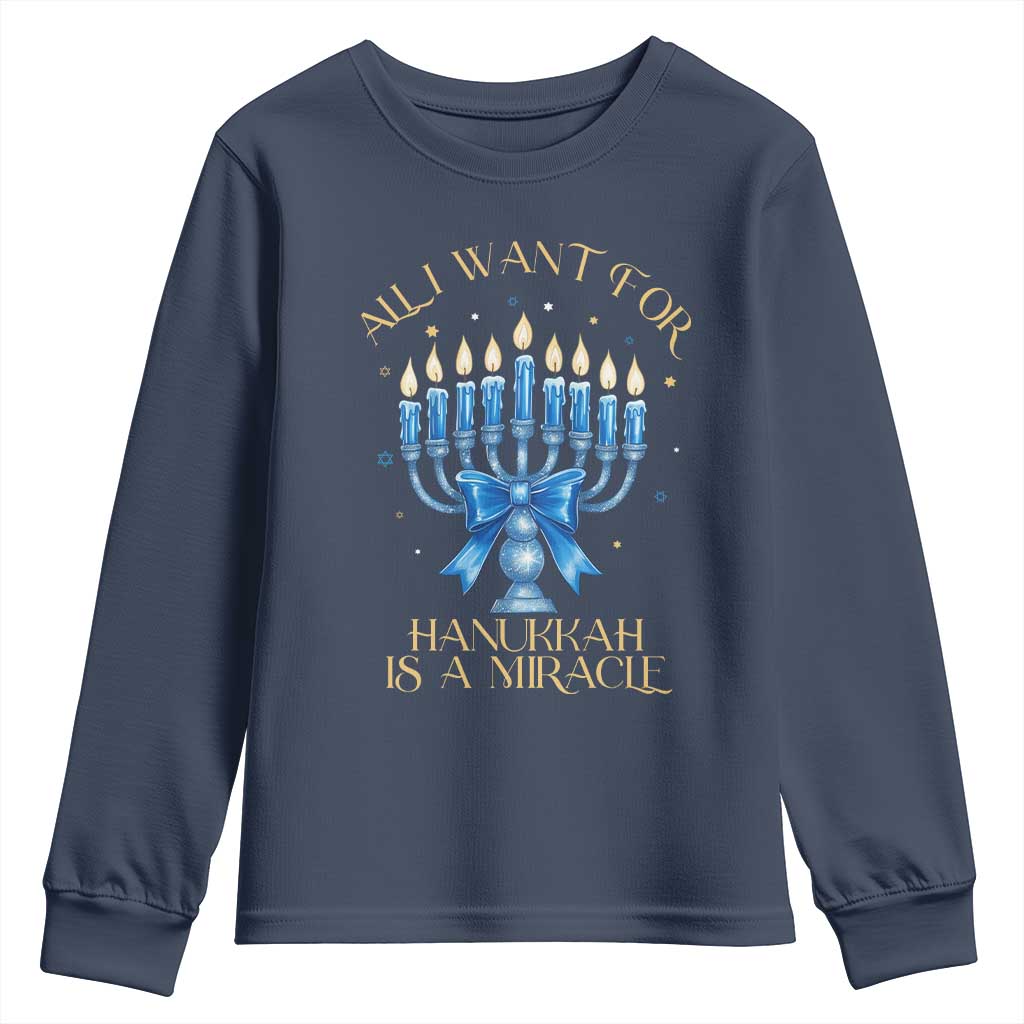 Funny Hanukkah Youth Sweatshirt All I Want For Chanukkah Is A Miracle - Wonder Print Shop