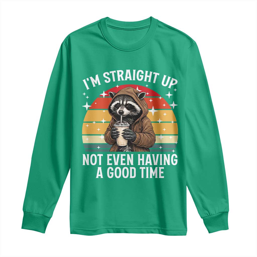 Funny Raccoon Meme Long Sleeve Shirt I Am Straight Up Not Even Having A Good Time - Wonder Print Shop