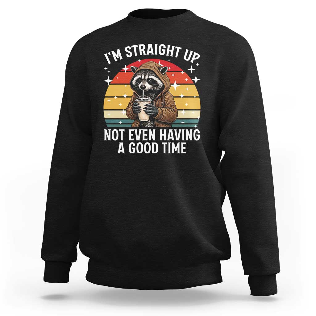 Funny Raccoon Meme Sweatshirt I Am Straight Up Not Even Having A Good Time - Wonder Print Shop