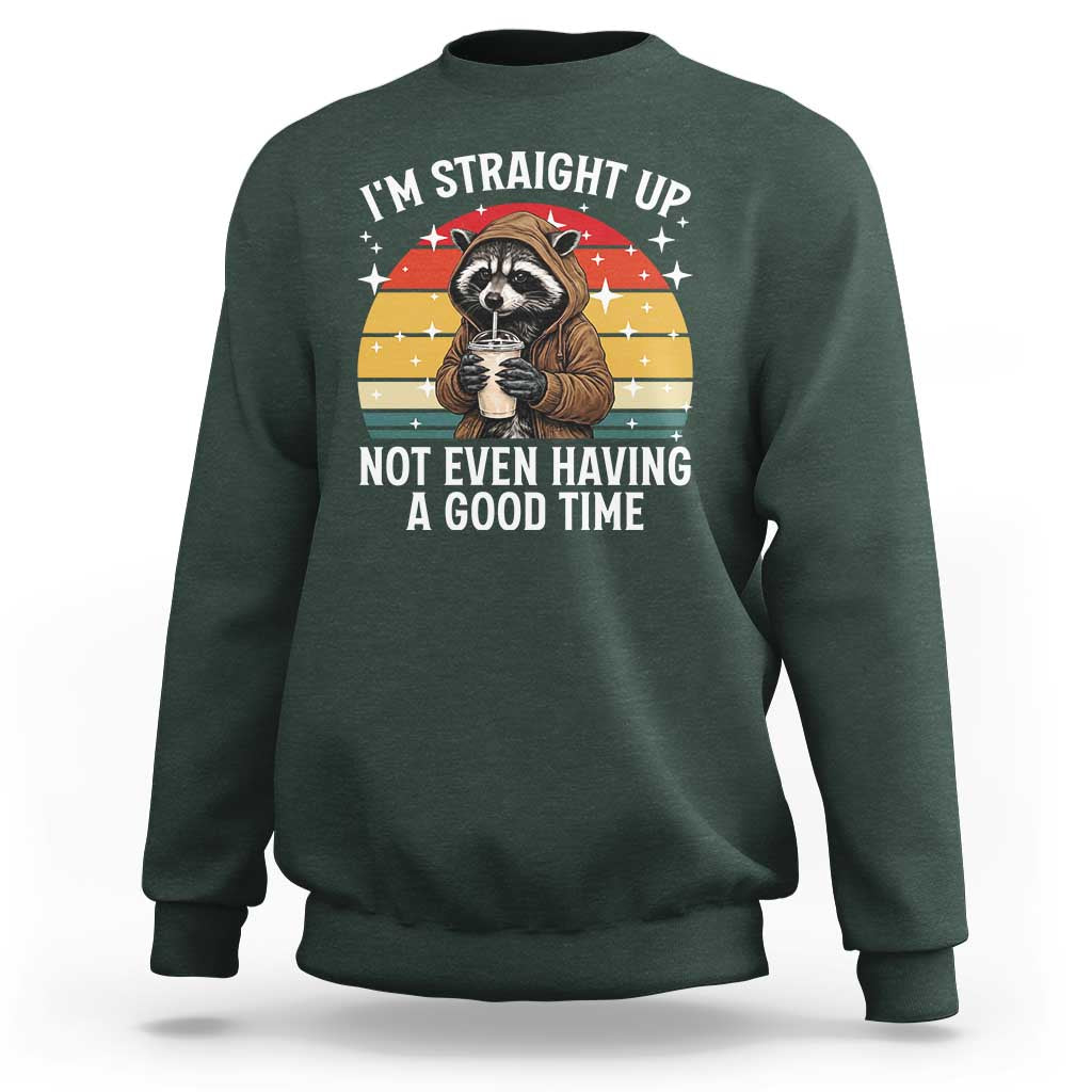 Funny Raccoon Meme Sweatshirt I Am Straight Up Not Even Having A Good Time - Wonder Print Shop