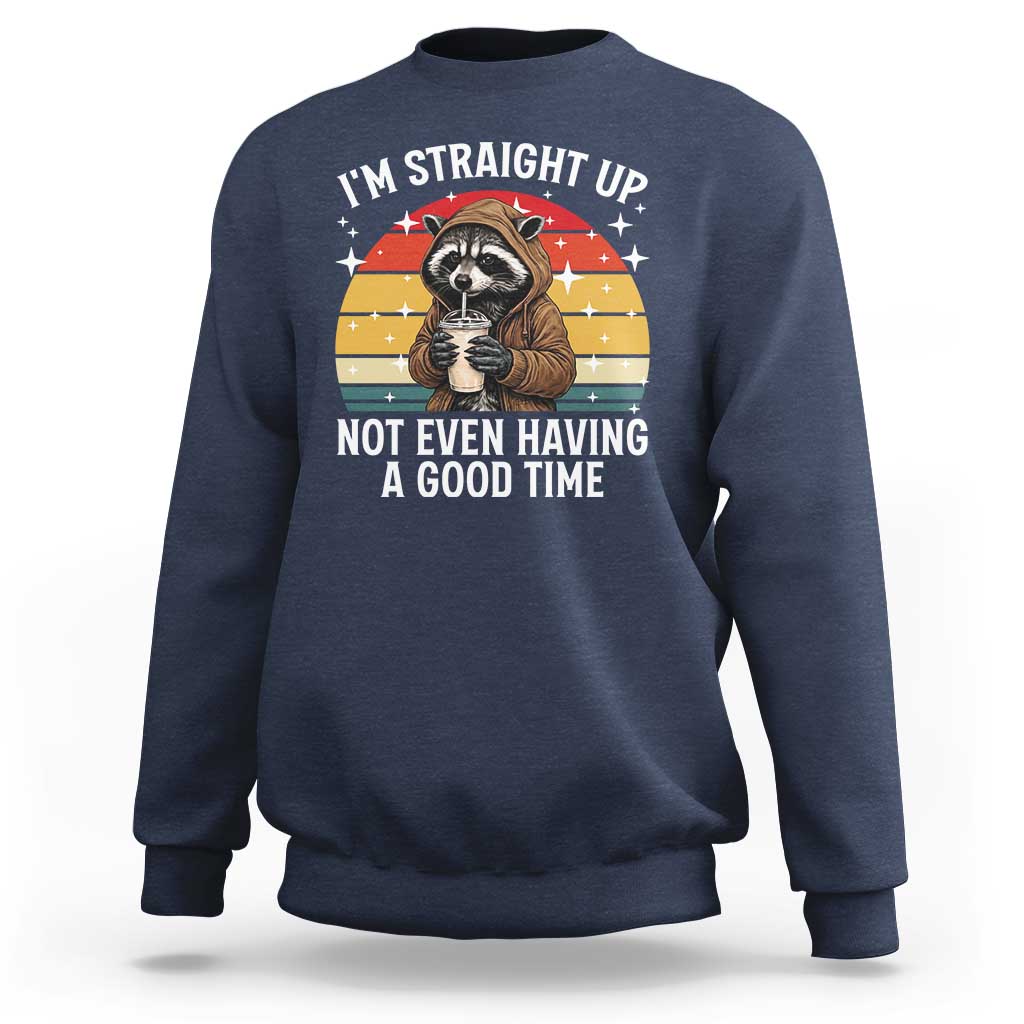 Funny Raccoon Meme Sweatshirt I Am Straight Up Not Even Having A Good Time - Wonder Print Shop