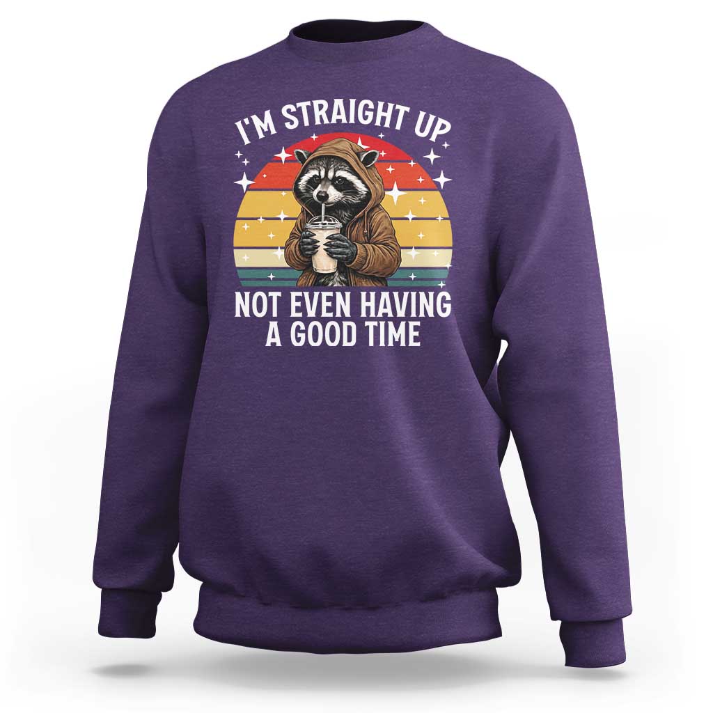 Funny Raccoon Meme Sweatshirt I Am Straight Up Not Even Having A Good Time - Wonder Print Shop