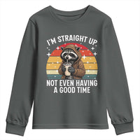 Funny Raccoon Meme Youth Sweatshirt I Am Straight Up Not Even Having A Good Time - Wonder Print Shop