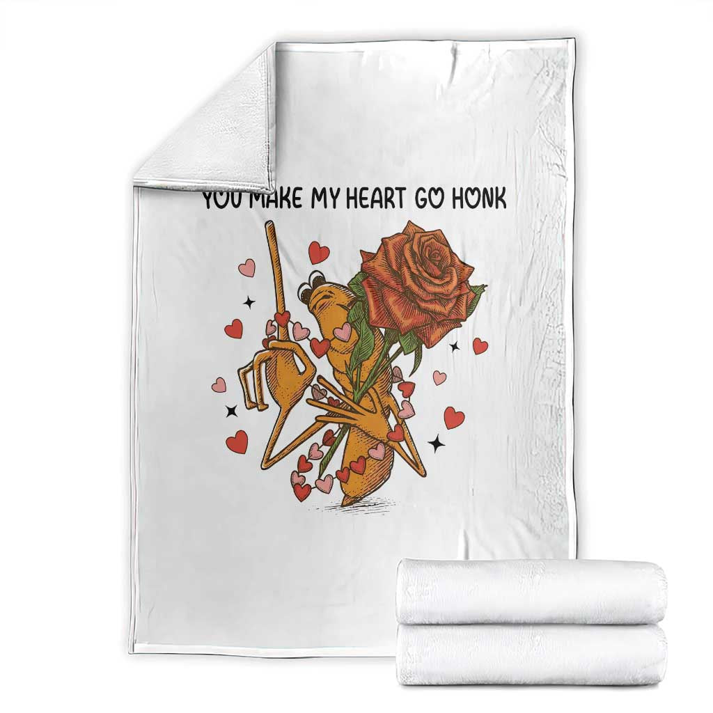 Marcus The Worm Valentine Meme Throw Blanket You Make My Heart Go Honk - Wonder Print Shop
