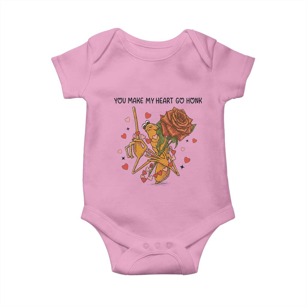Marcus The Worm Valentine Meme Baby Onesie You Make My Heart Go Honk - Wonder Print Shop