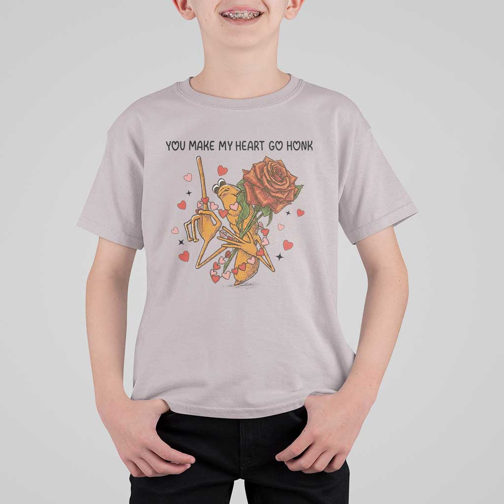 Marcus The Worm Valentine Meme T Shirt For Kid You Make My Heart Go Honk - Wonder Print Shop